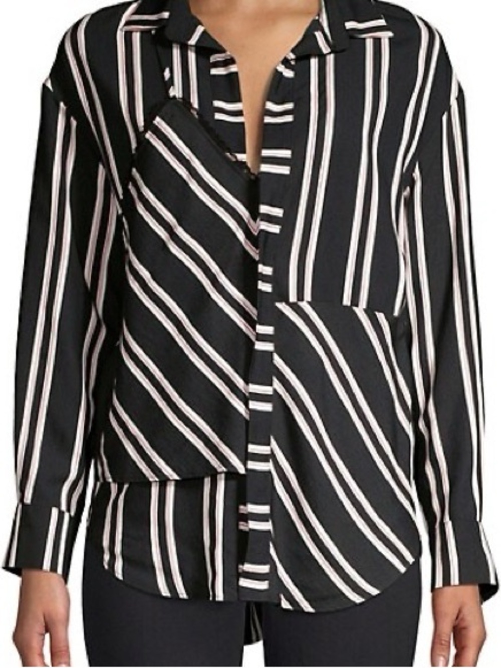 Maje Larencia Striped Trompe Collared Shirt Long Sleeve Size 2 US 6(M)